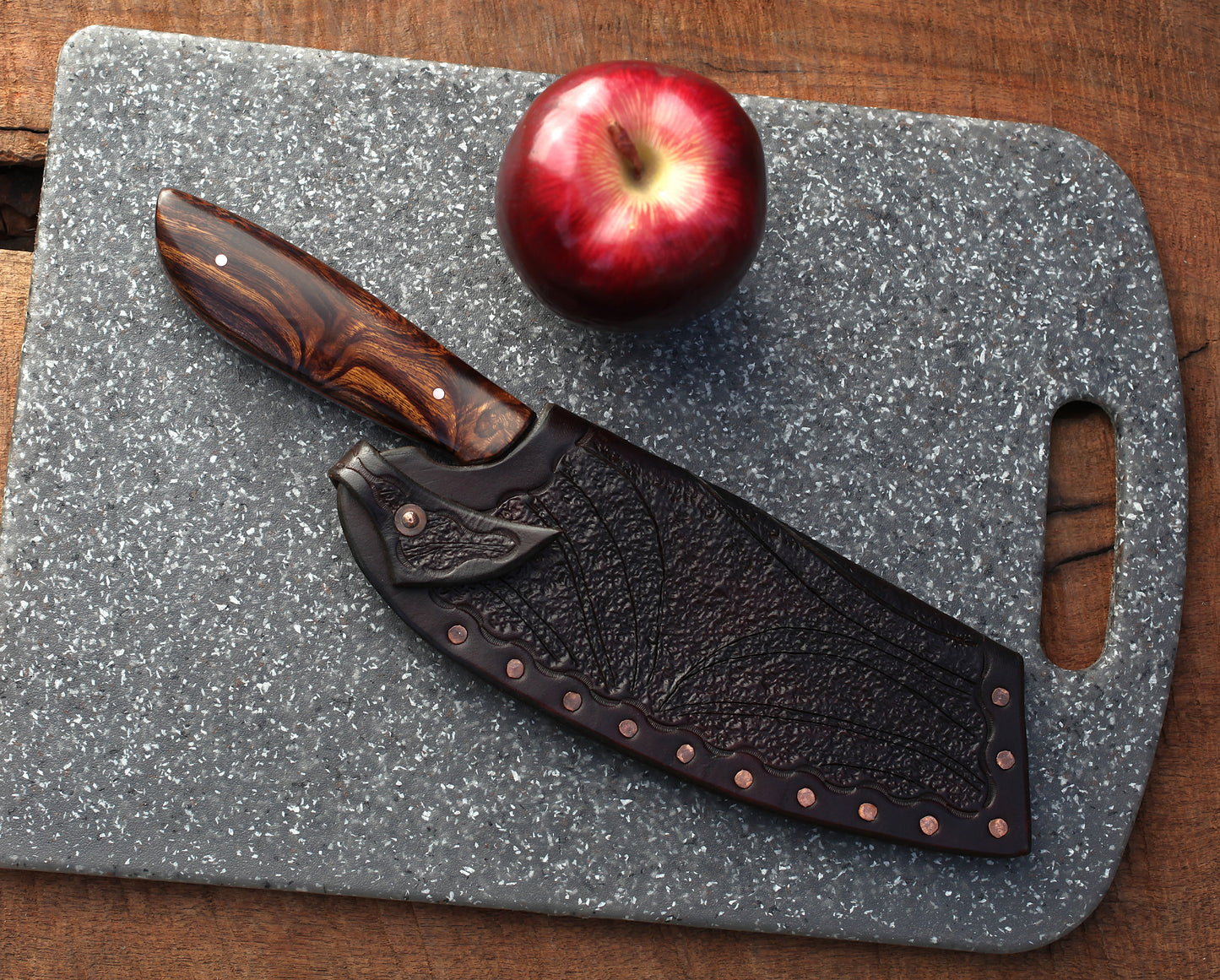 Custom Campm/chef knife, Arizona ironwood