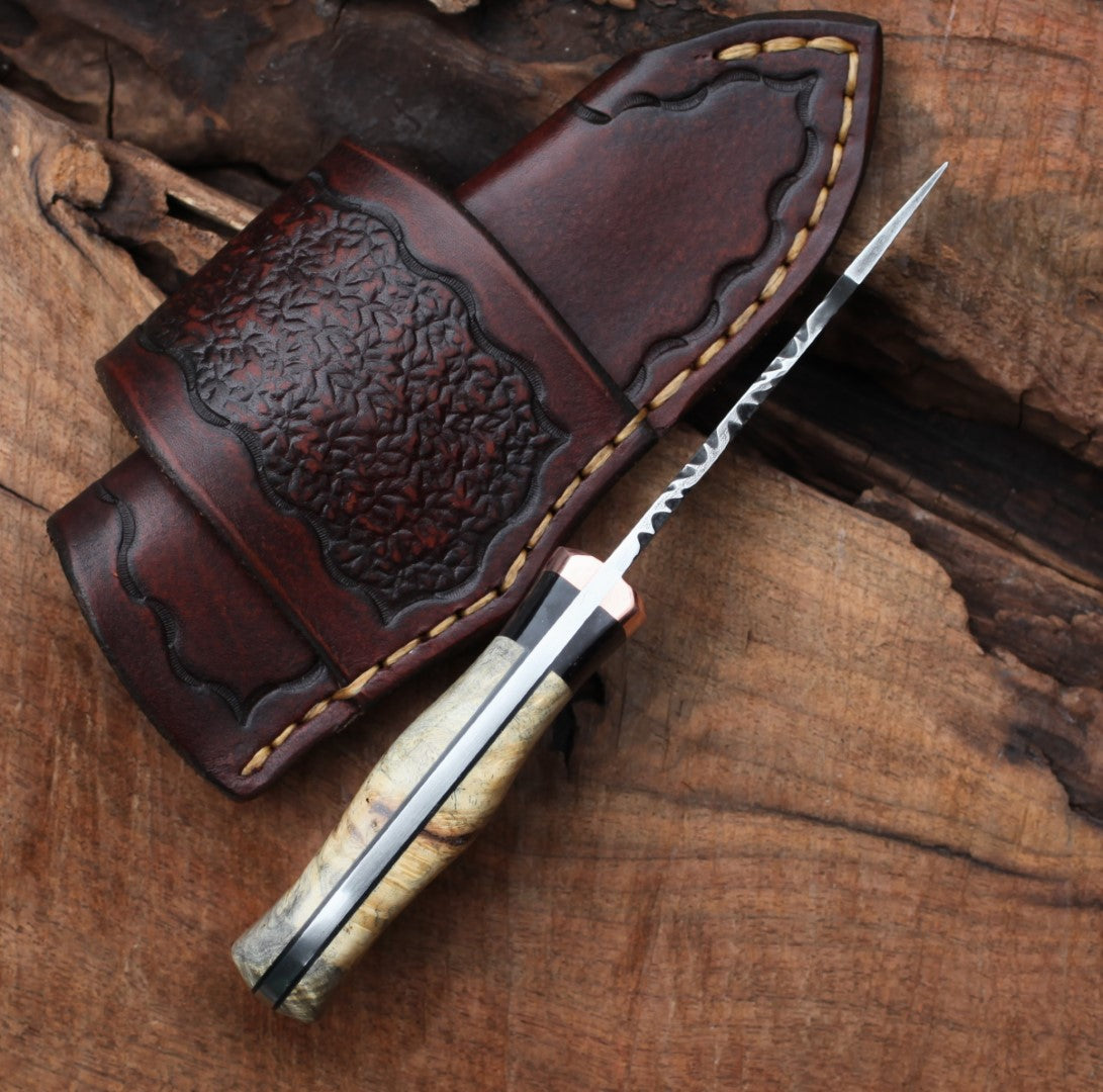 Modified Drop Point Hunter, buckeye burl