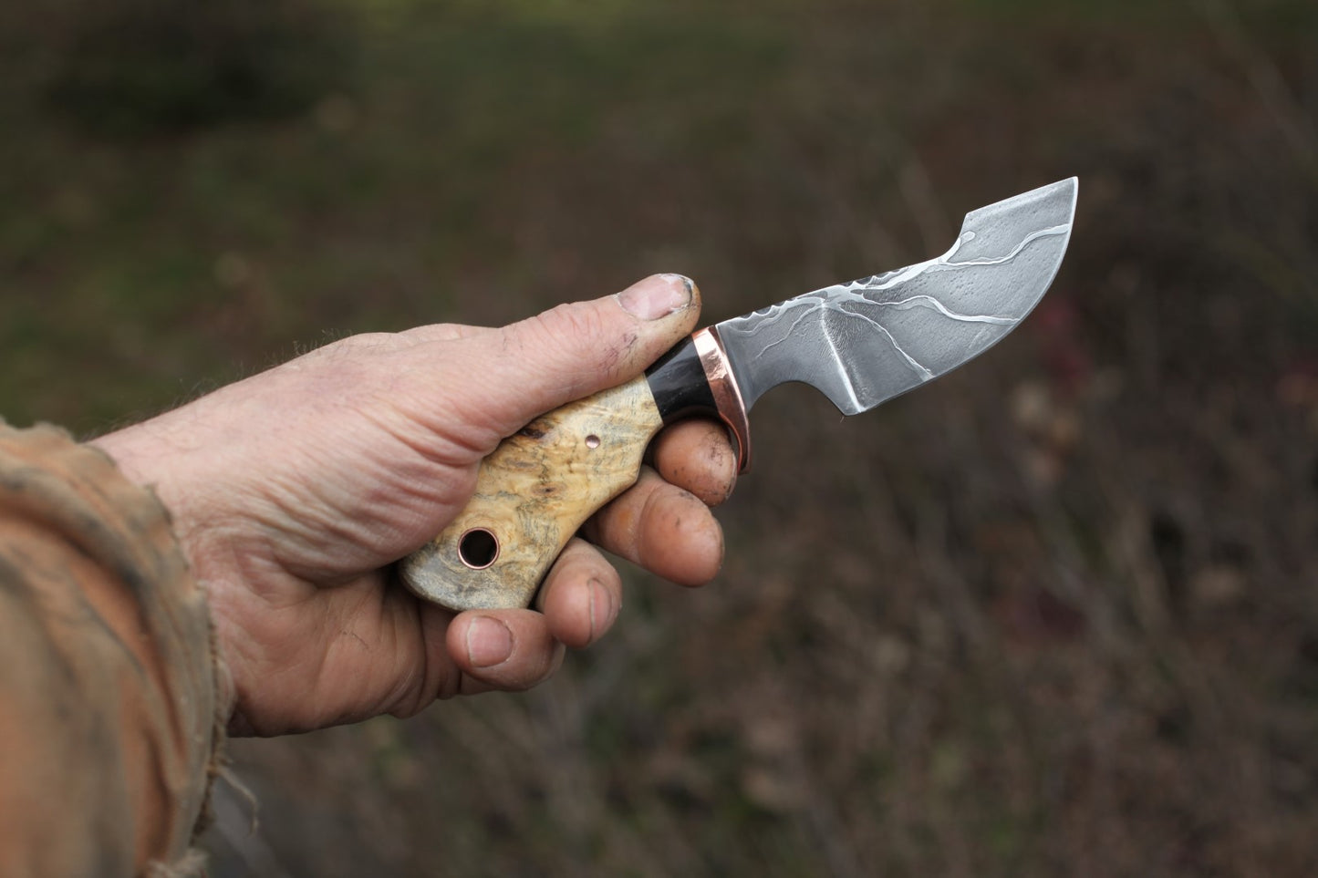 Modified Drop Point Hunter, buckeye burl