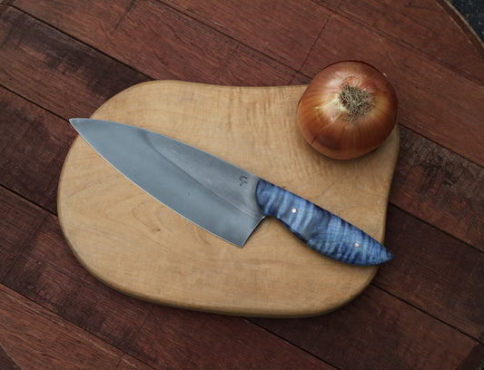 7.5 inch Custom Chefs knife, blue maple