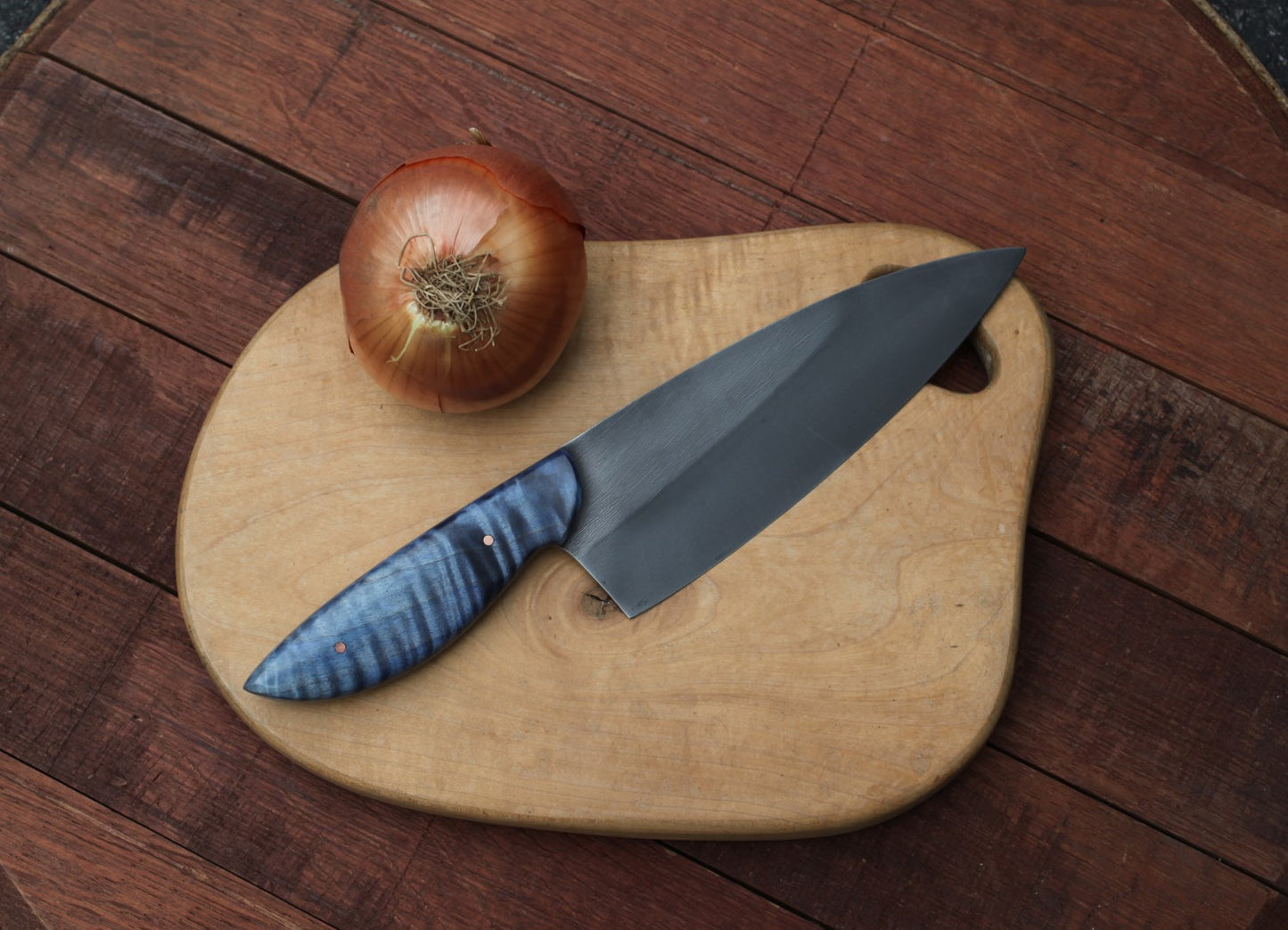 7.5 inch Custom Chefs knife, blue maple