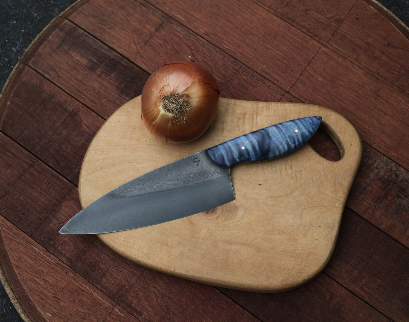 7.5 inch Custom Chefs knife, blue maple