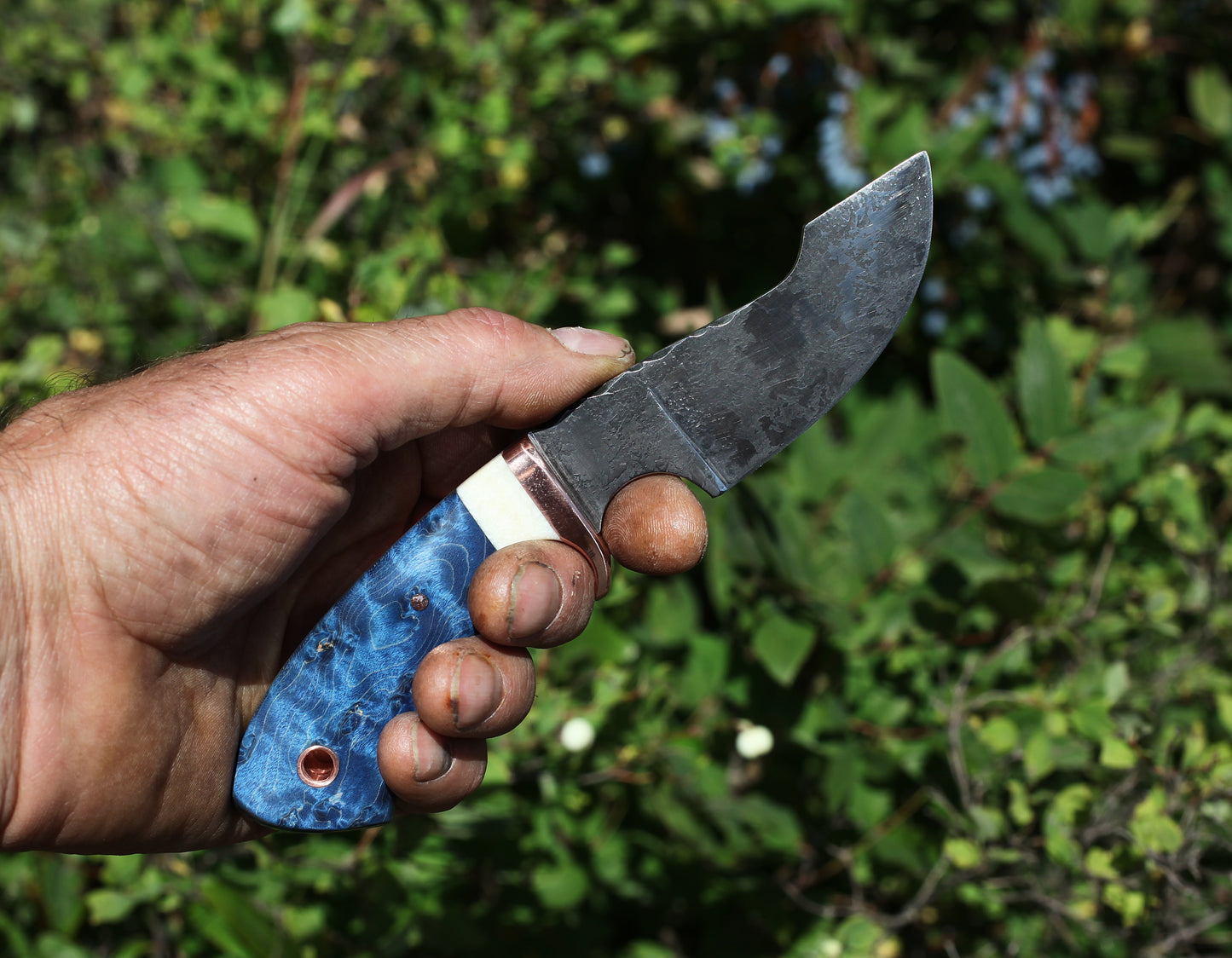 Modified Drop point hunter, blue maple