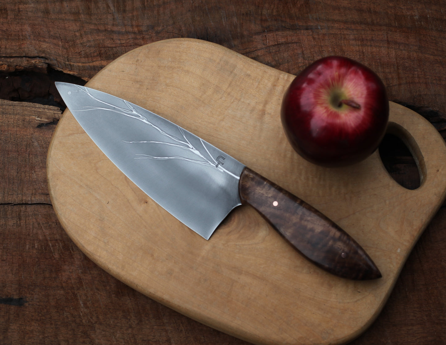 Custom Chefs knife, figured walnut