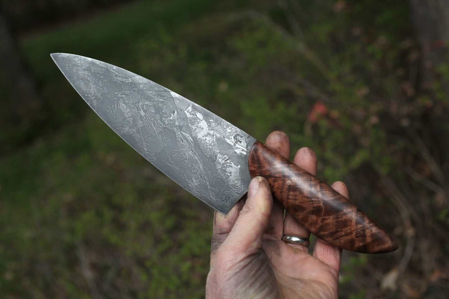 Custom 7.25 inch Chefs knife- fancy walnut