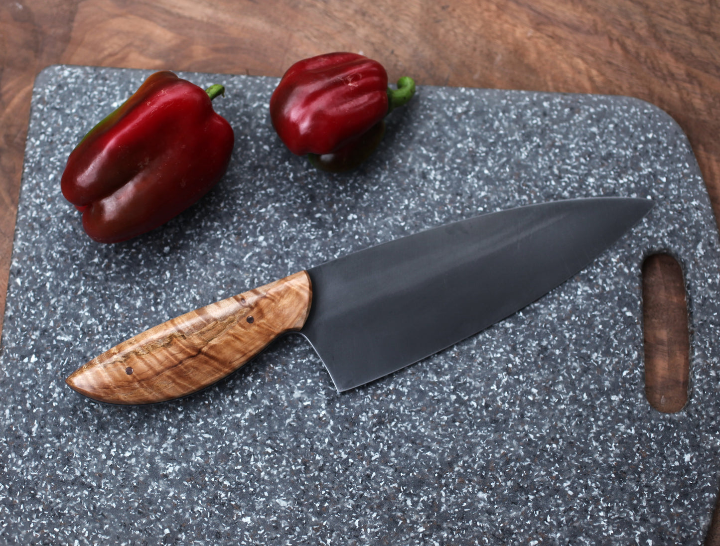 Custom Chefs knife, Chinese elm