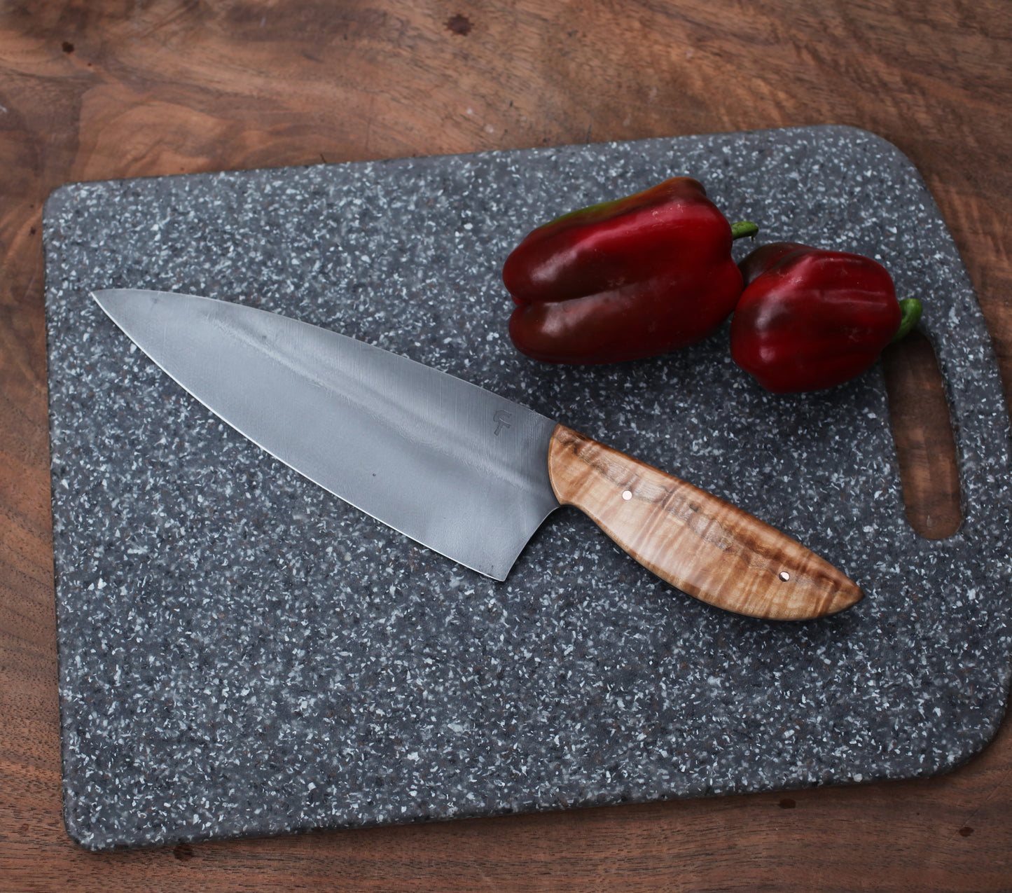 Custom Chefs knife, Chinese elm