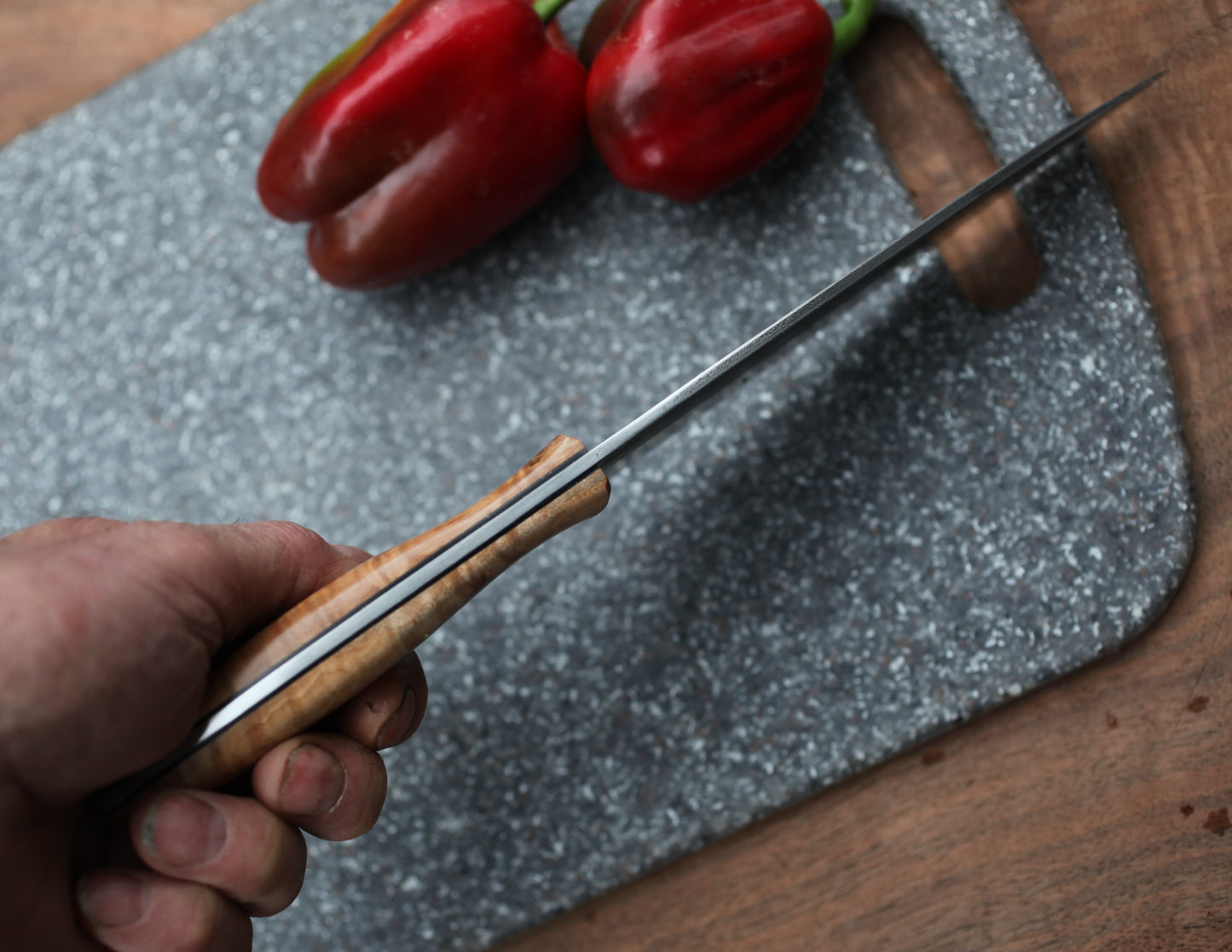 Custom Chefs knife, Chinese elm