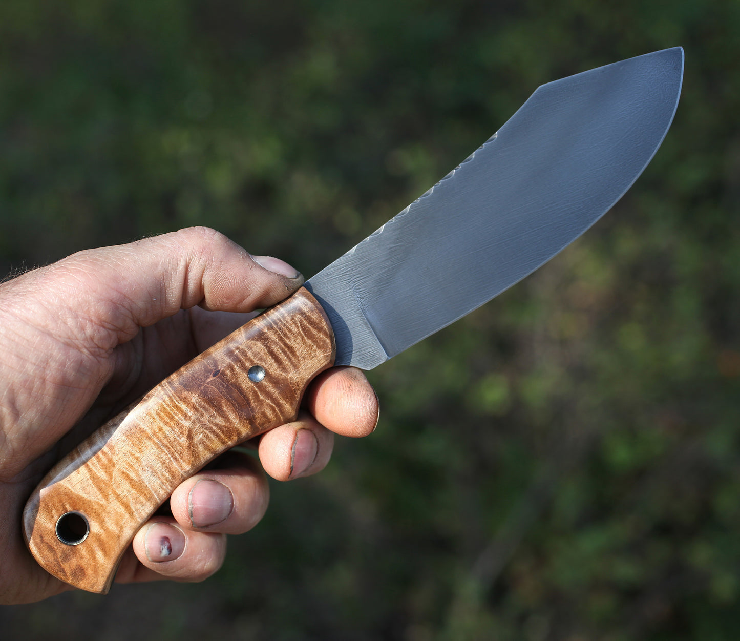 Nessmuk hunting knife, figured maple