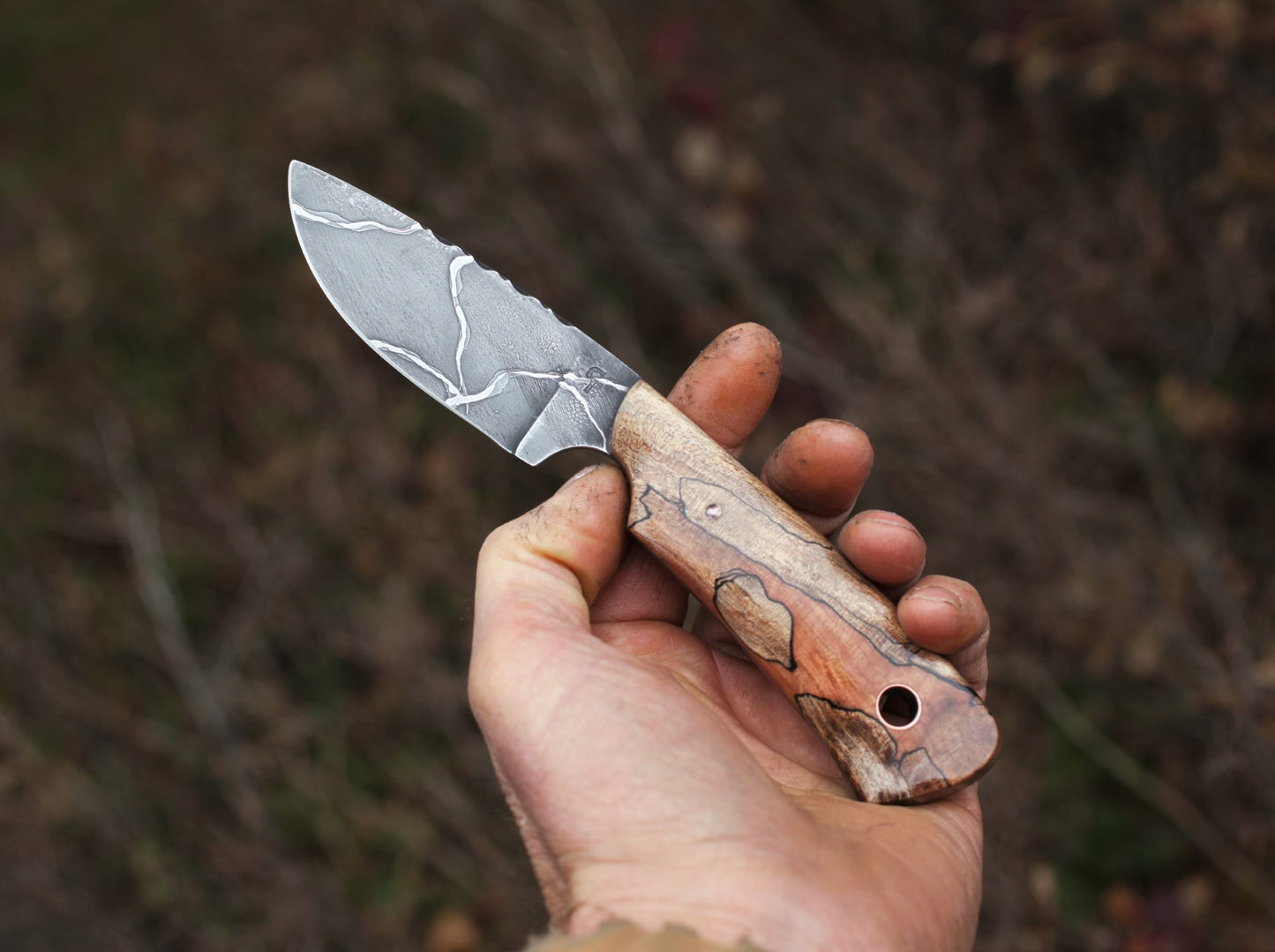 Guardless Drop Point hunter, spalted maple