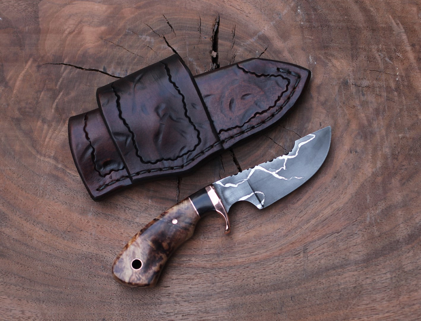 Modified Drop Point, spalted aspen