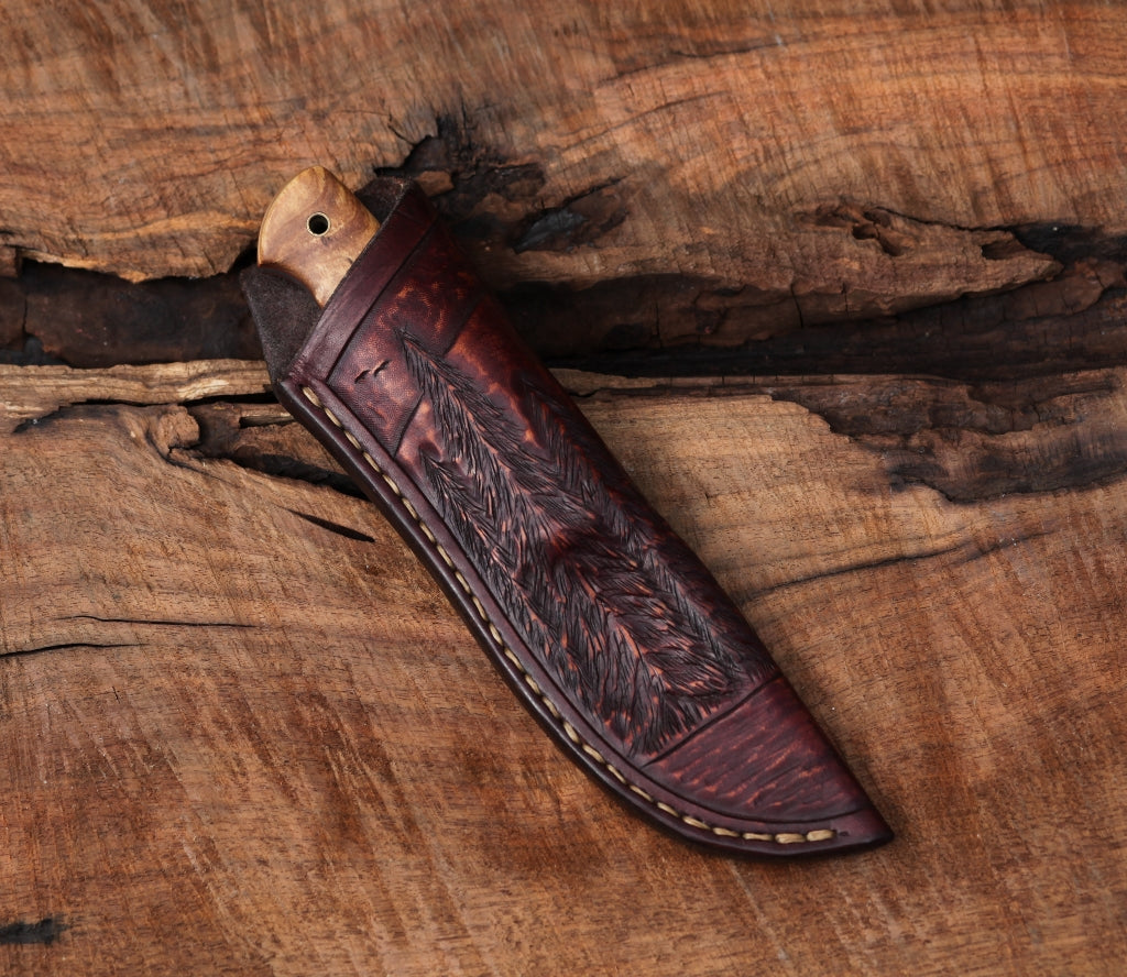 Woodlore clone, Bushcraft knife, spalted birch