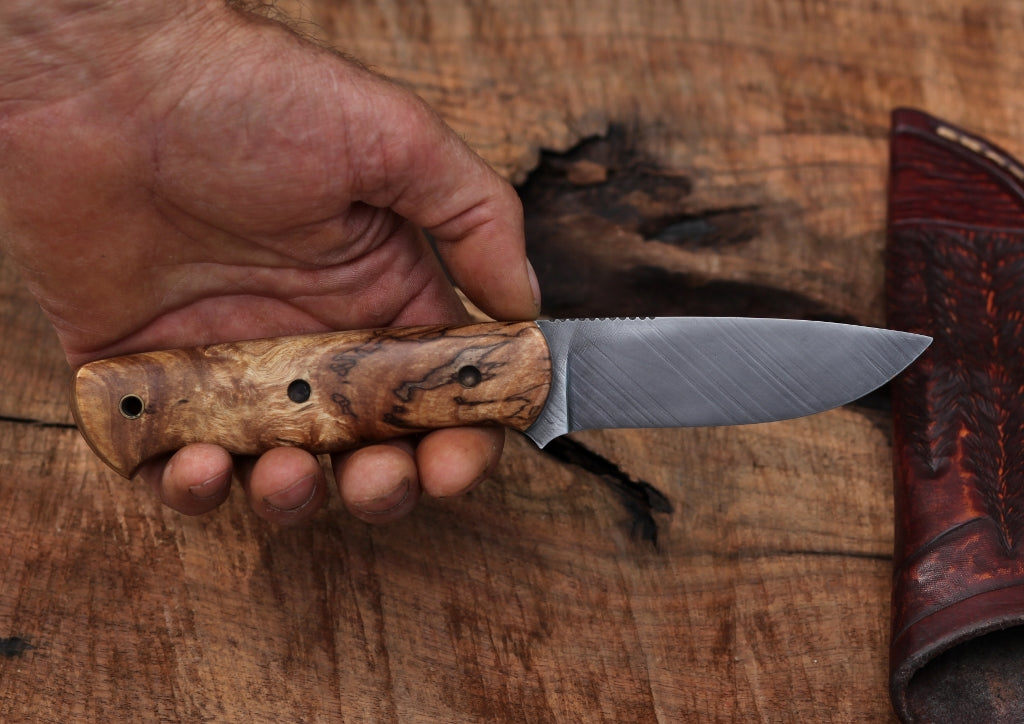 Woodlore clone, Bushcraft knife, spalted birch