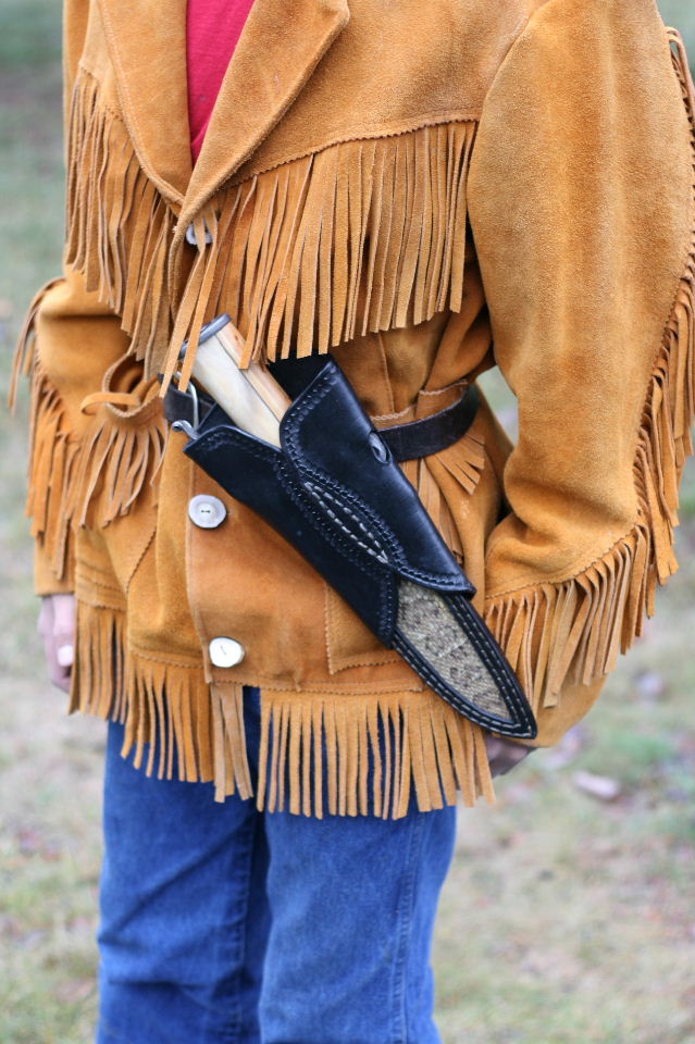 Custom forged fighter, elk and yew wood