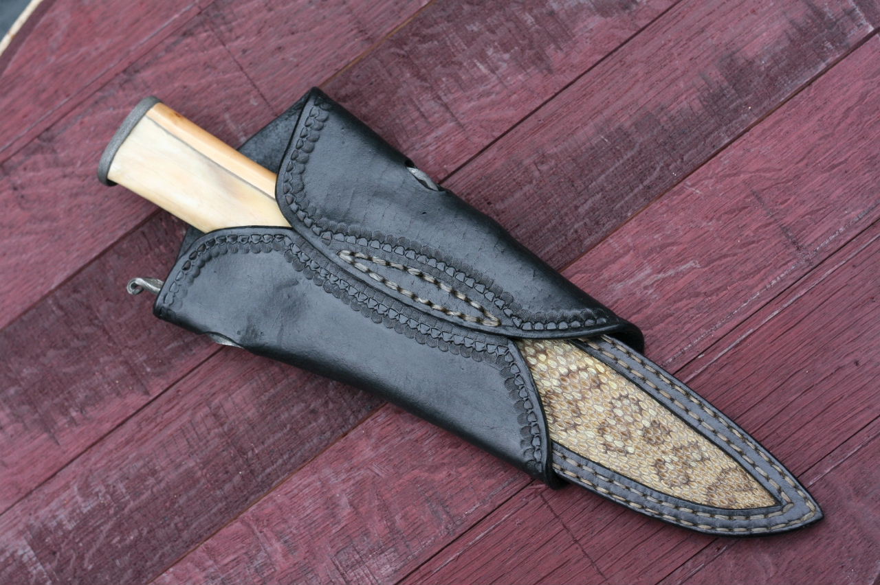 Custom forged fighter, elk and yew wood