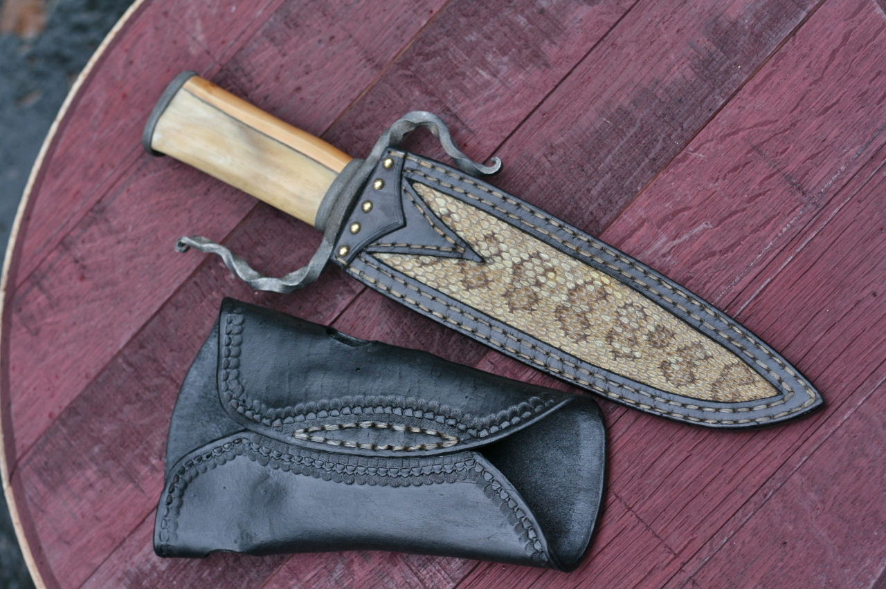 Custom forged fighter, elk and yew wood