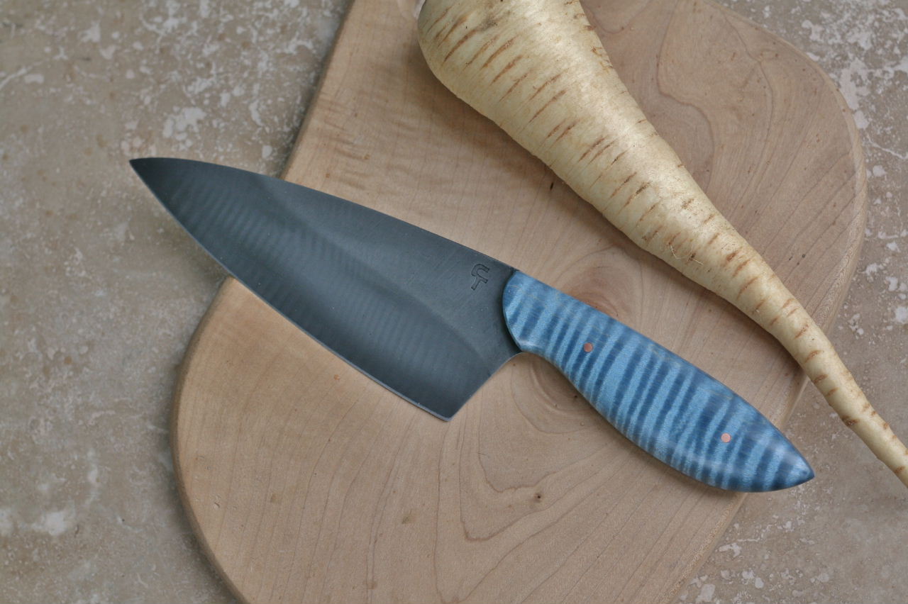 Custom chefs knife, baby blue