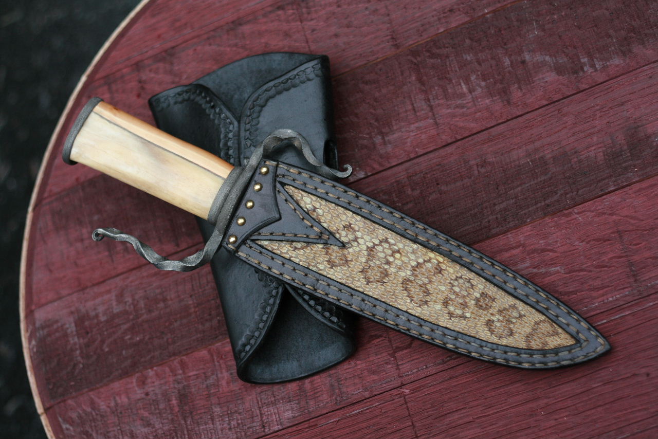 Custom forged fighter, elk and yew wood