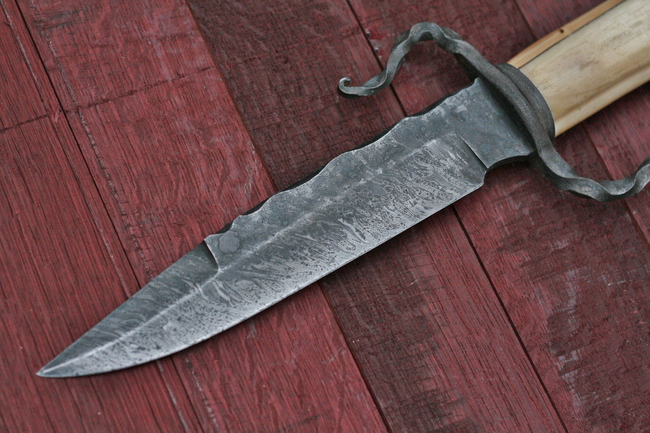 Custom forged fighter, elk and yew wood