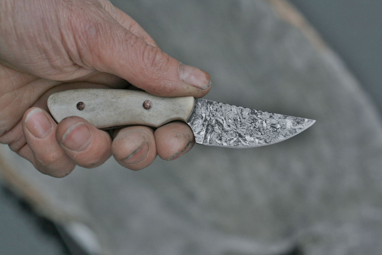 Custom neck knife, deer antler