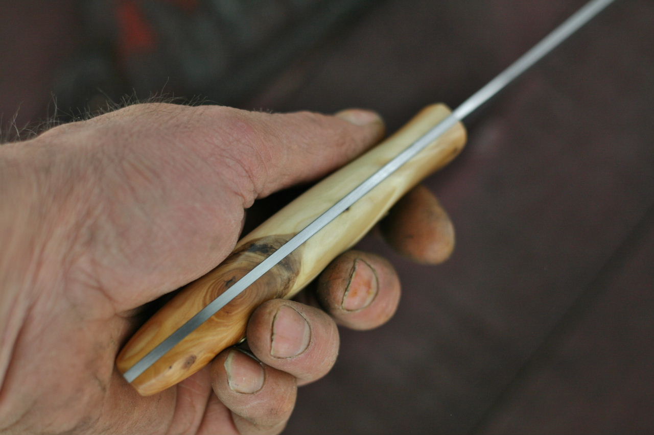 Custom camp/chefs knife, gourgeous NW yew wood