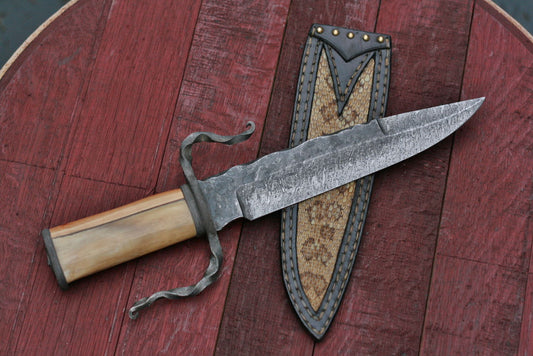 Custom forged fighter, elk and yew wood