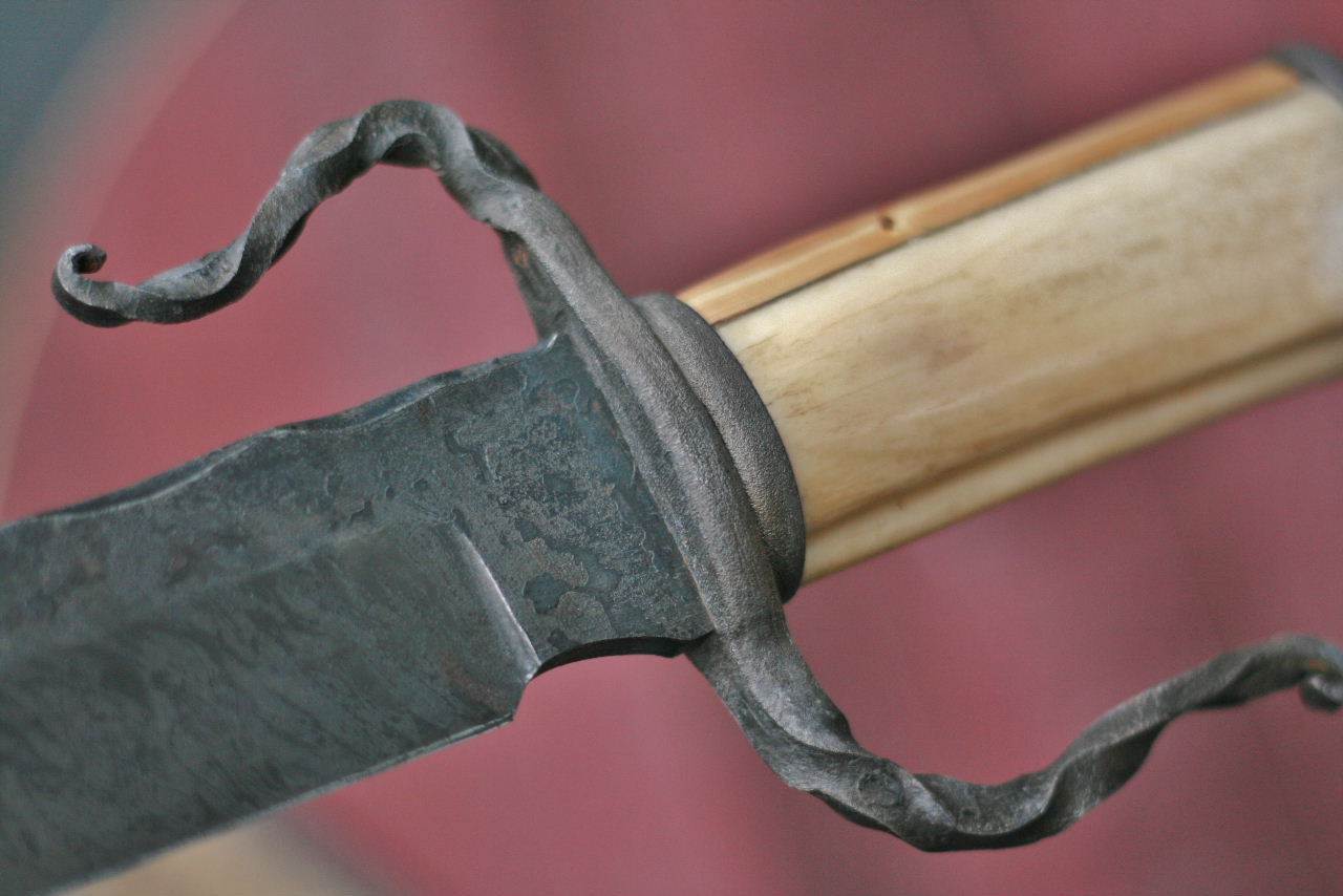 Custom forged fighter, elk and yew wood