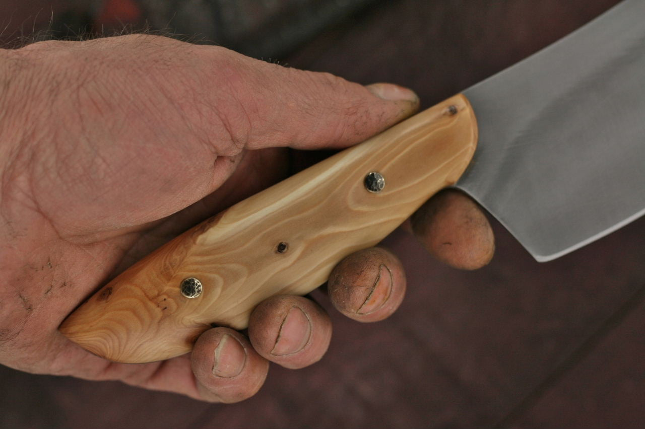 Custom camp/chefs knife, gourgeous NW yew wood