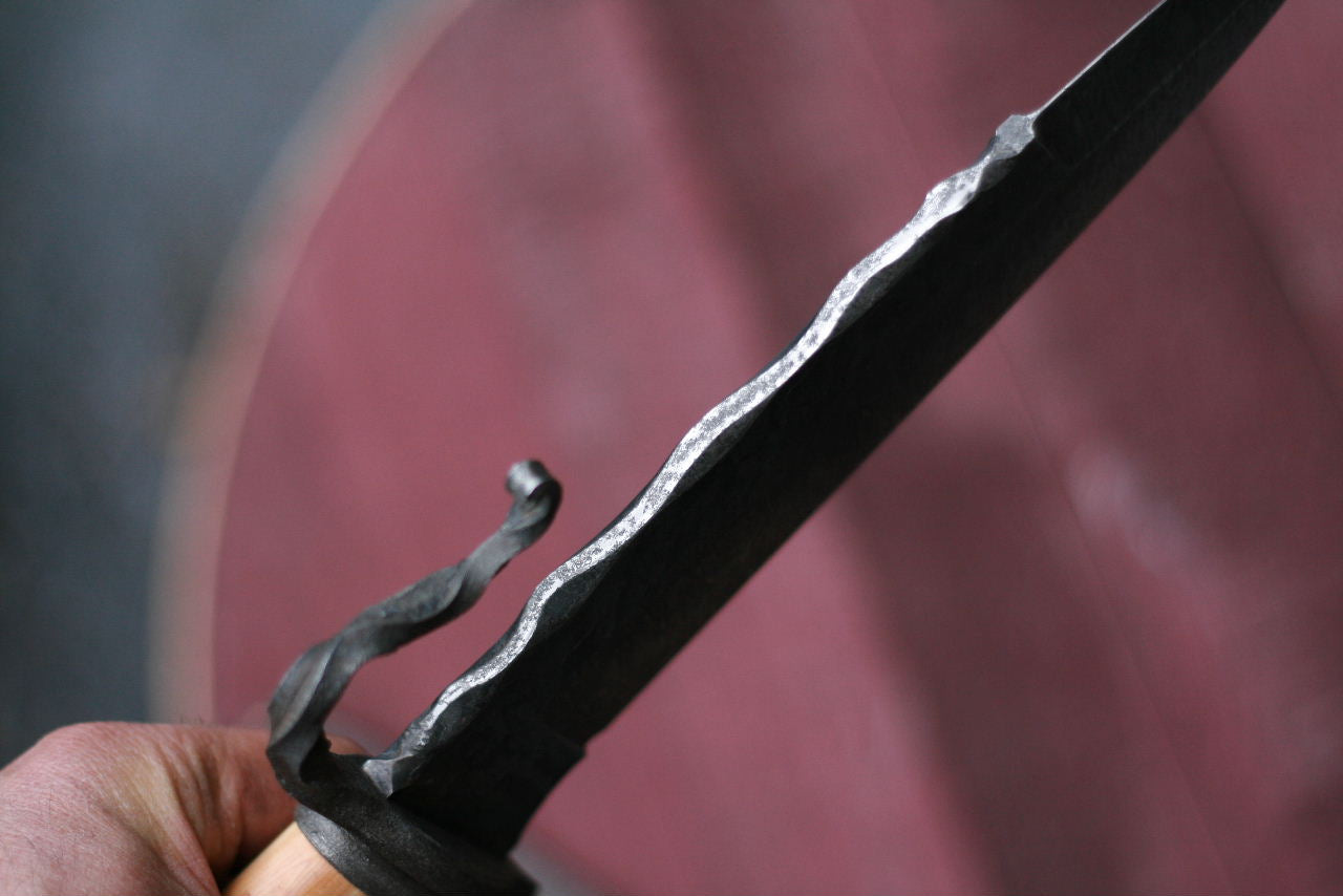 Custom forged fighter, elk and yew wood