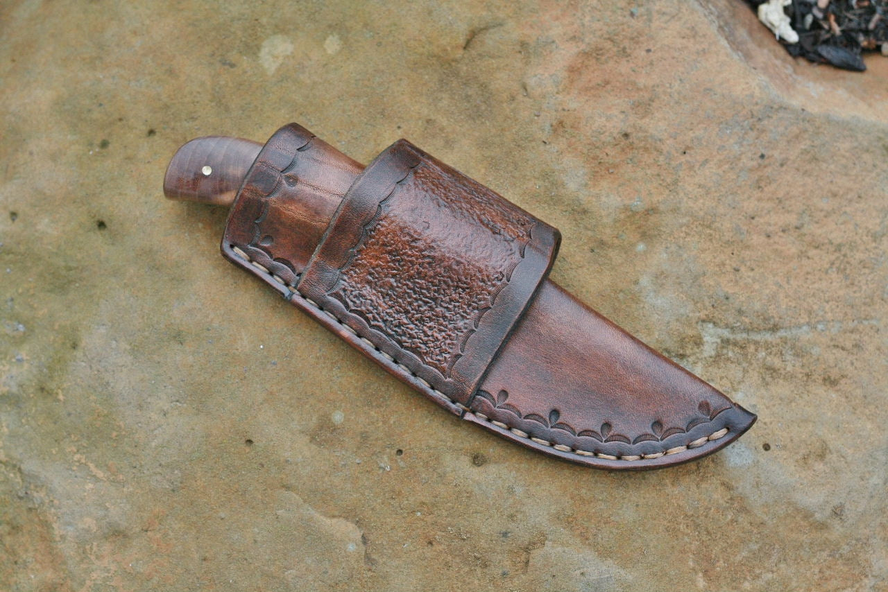 Custom bird and trout knife in spalted alder