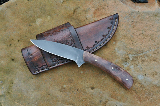 Custom bird and trout knife in  spalted alder