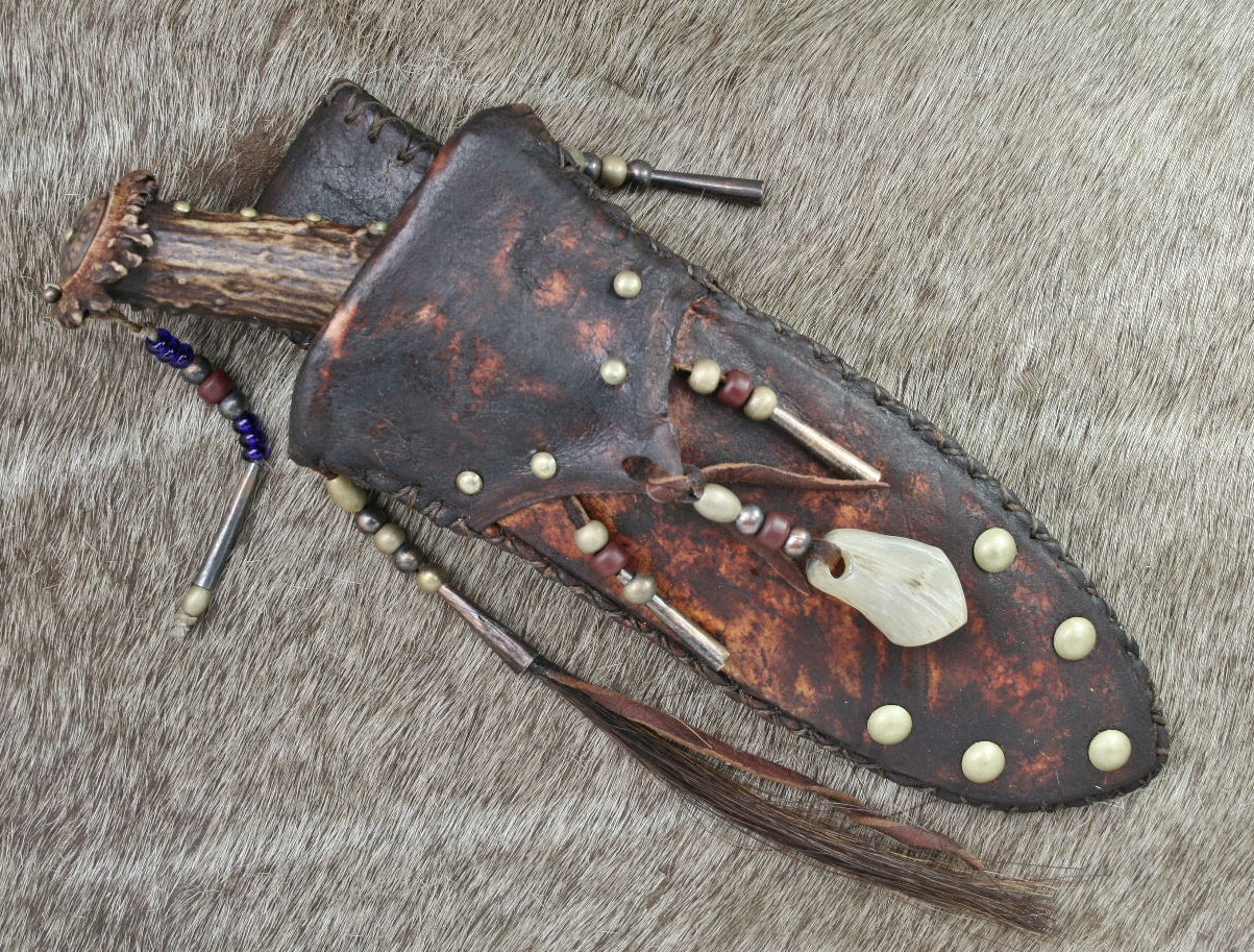 1800's Damascus Hunter in rawhide