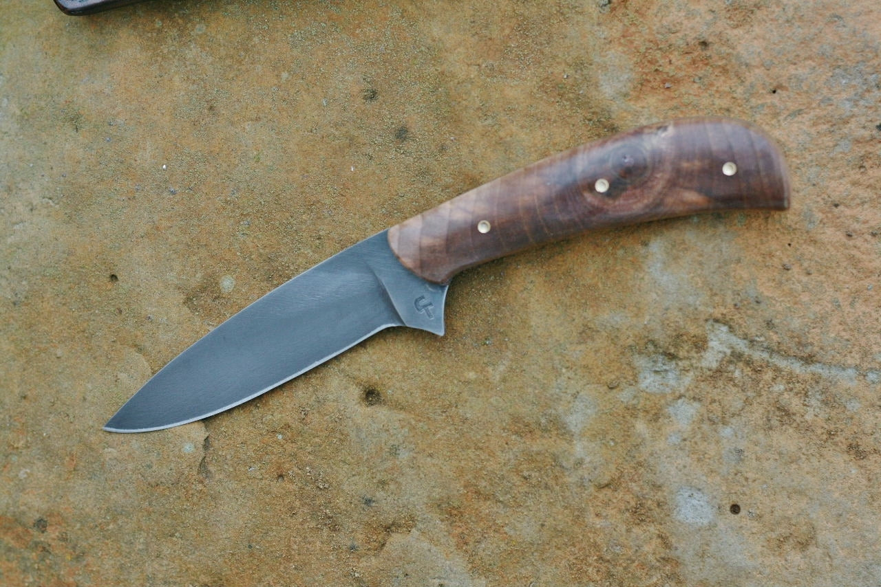 Custom bird and trout knife in spalted alder