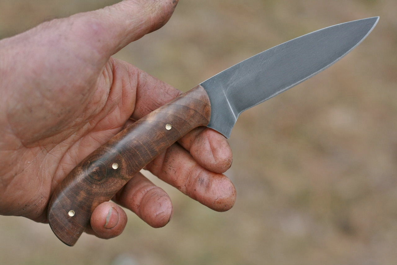 Custom bird and trout knife in spalted alder