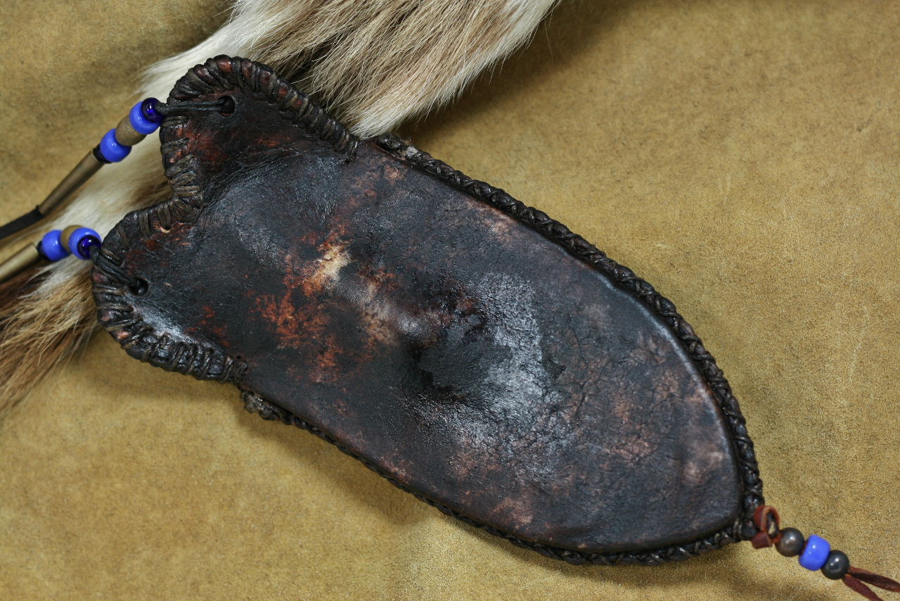 Bison Bone Neck Knife in rawhide