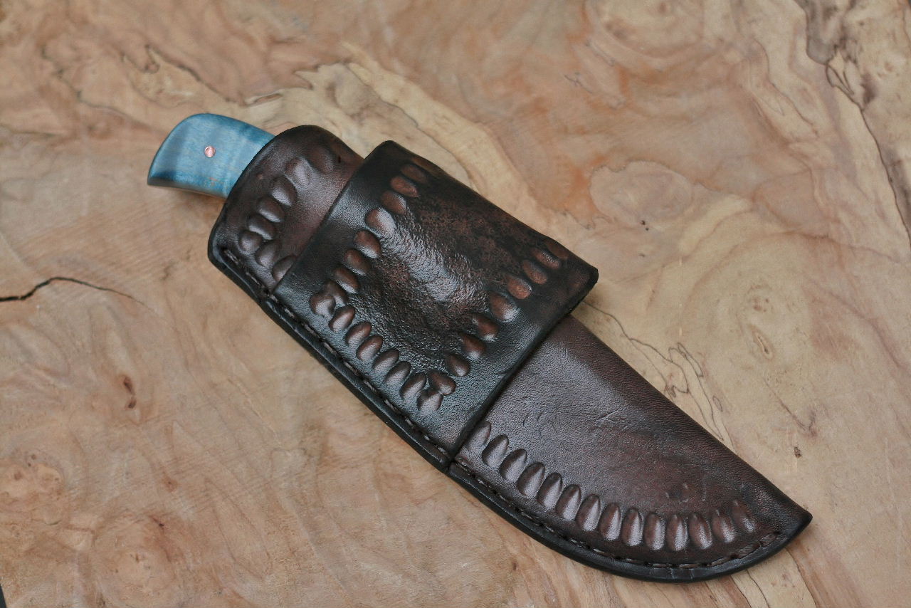 Custom bird and trout, blue maple