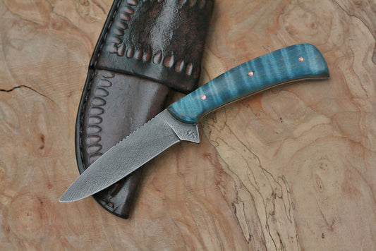 Custom bird and trout, blue maple