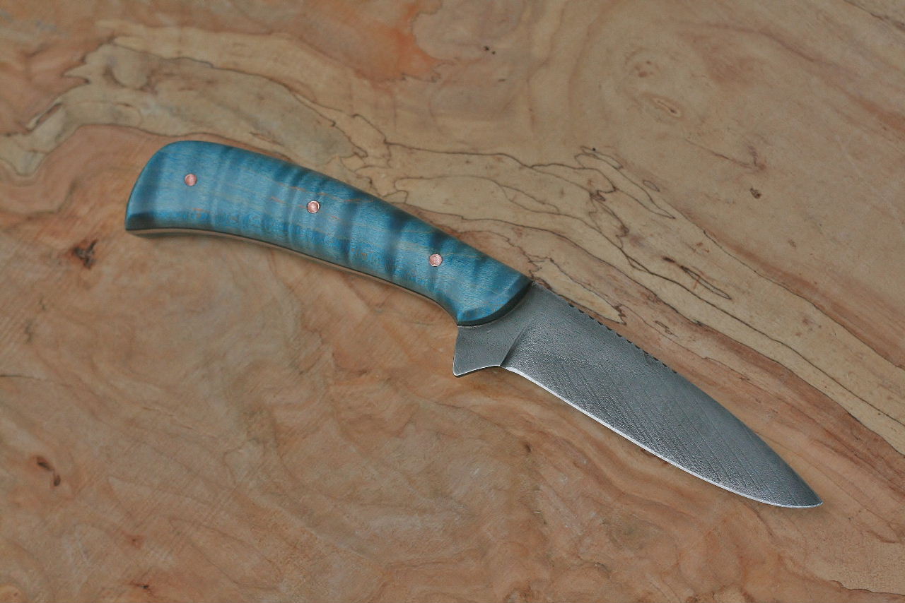 Custom bird and trout, blue maple