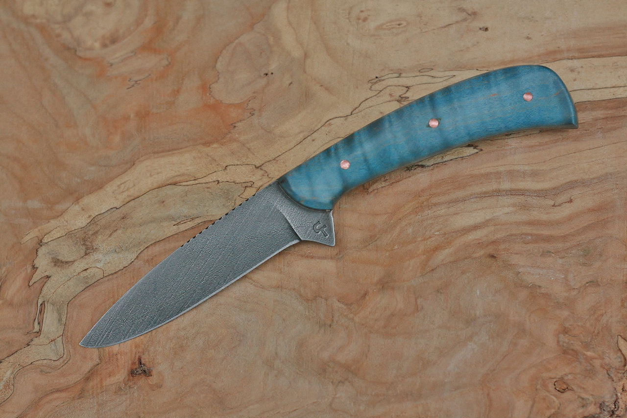 Custom bird and trout, blue maple