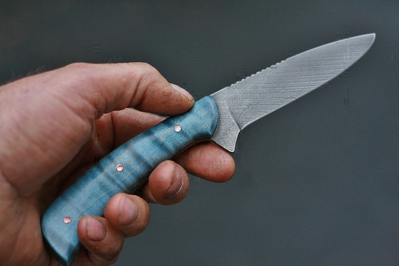 Custom bird and trout, blue maple