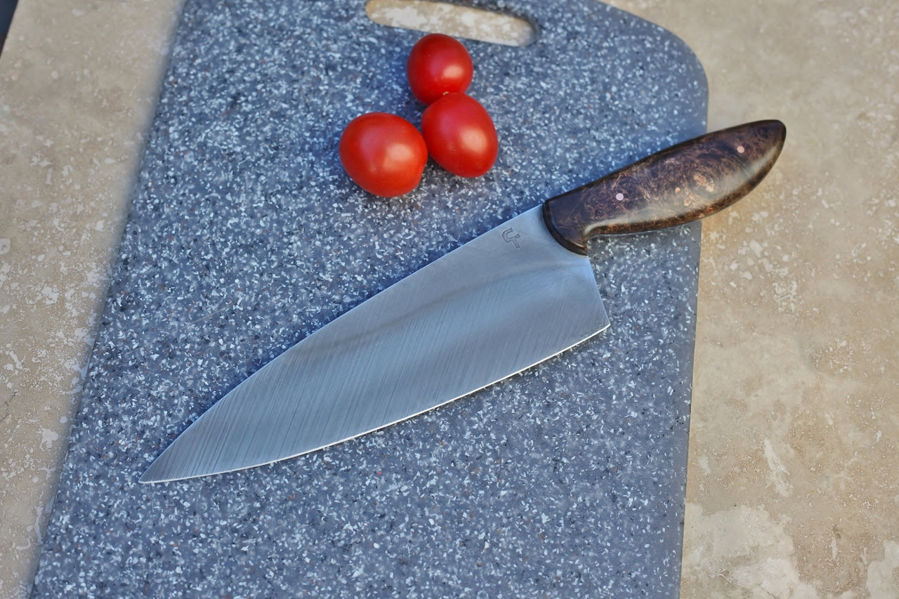 8 inch custom Chefs knife, dark maple