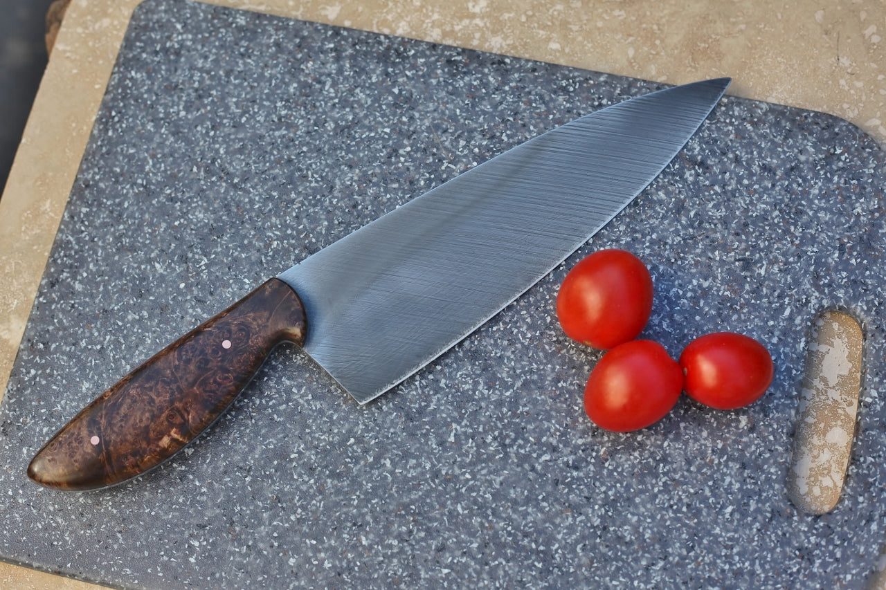 8 inch custom Chefs knife, dark maple
