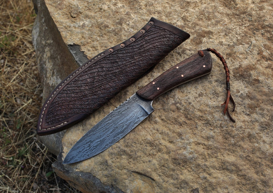 6 inch spear point camp knife, African rosewood
