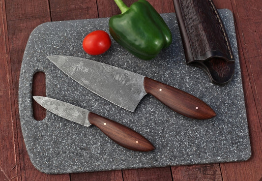 Custom chefs set in leather, Macassar ebony