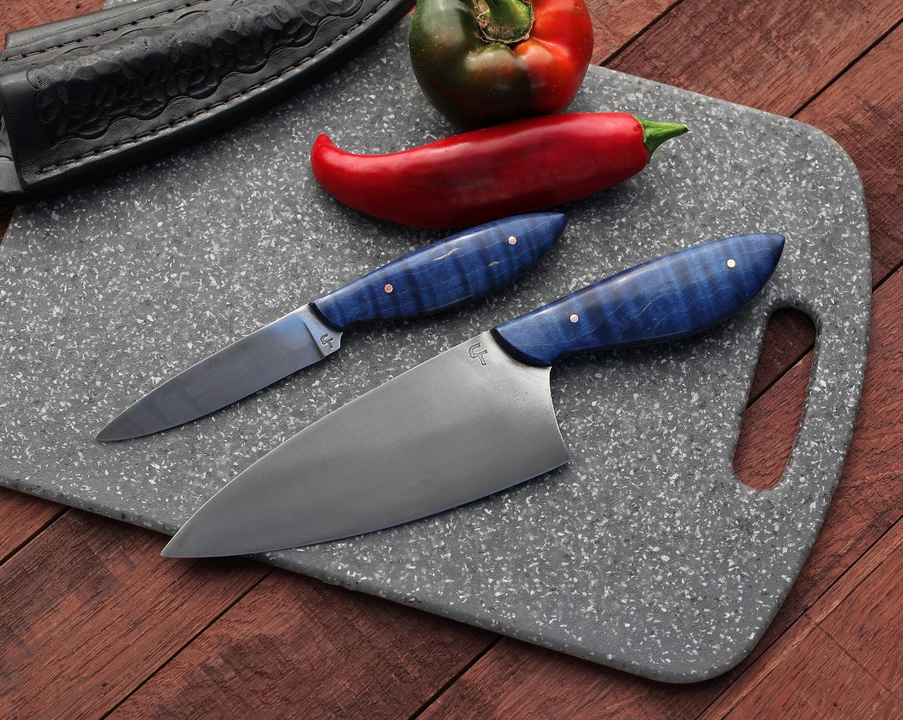 Custom chefs set, blue maple