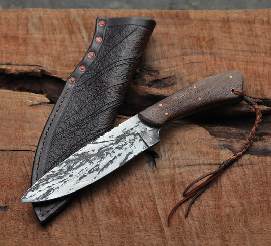 Custom spear point camp knife, rosewood