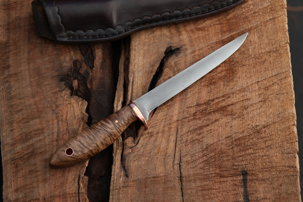 Custom filet/fishing knife, figured maple