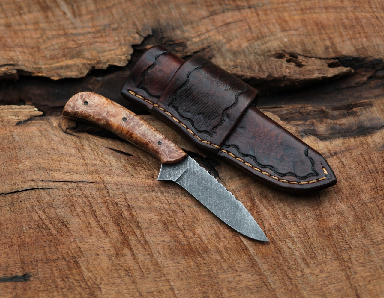 Custom Bird and Trout, maple burl