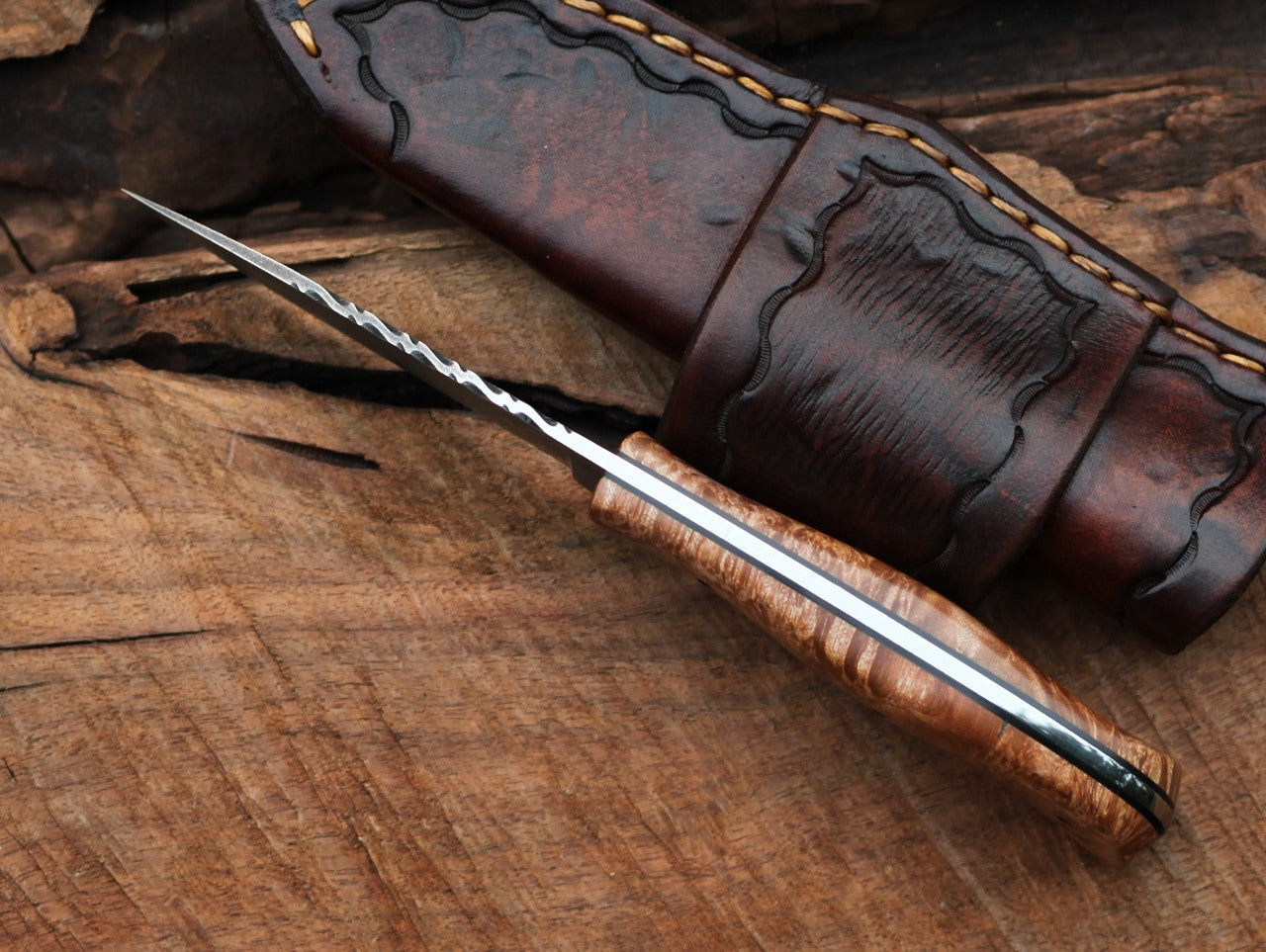 Custom Bird and Trout, maple burl