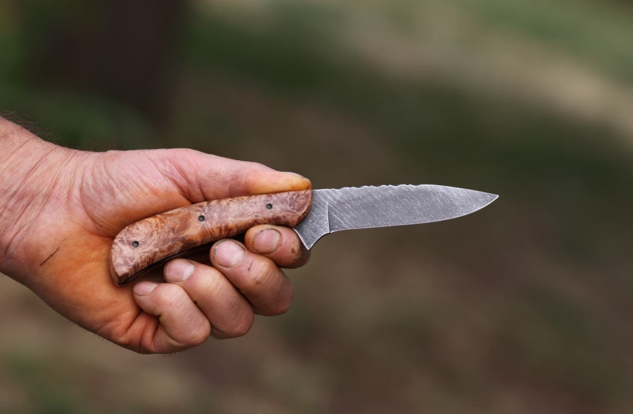 Custom Bird and Trout, maple burl